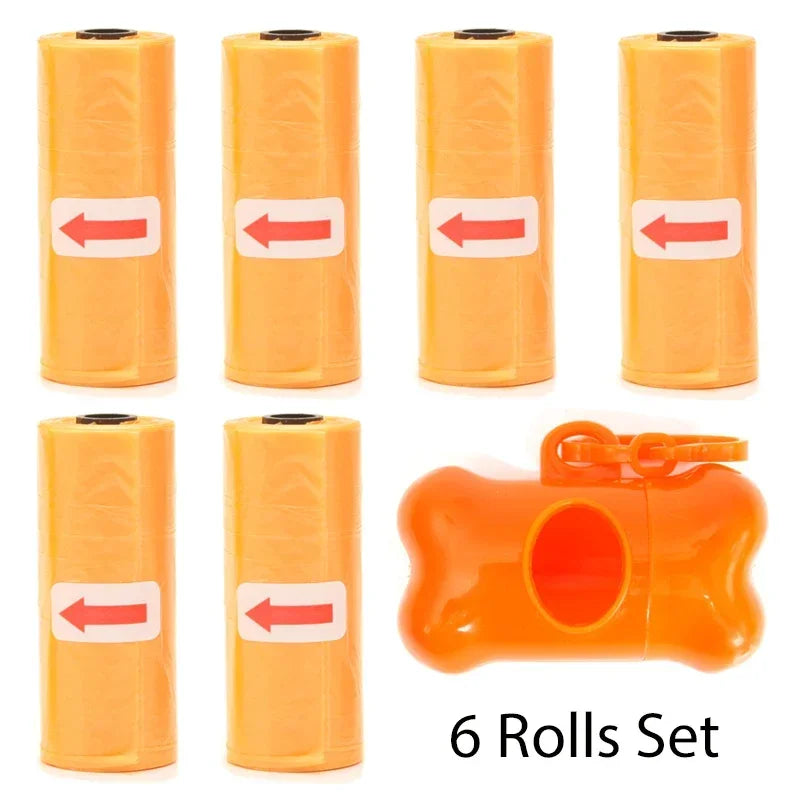 Disposable Dog Poop Bags with Bone Dispenser & Leash Clip