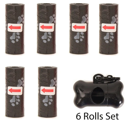 Disposable Dog Poop Bags with Bone Dispenser & Leash Clip