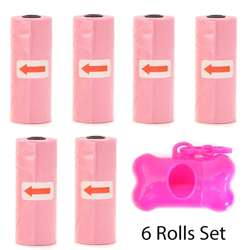 Disposable Dog Poop Bags with Bone Dispenser & Leash Clip