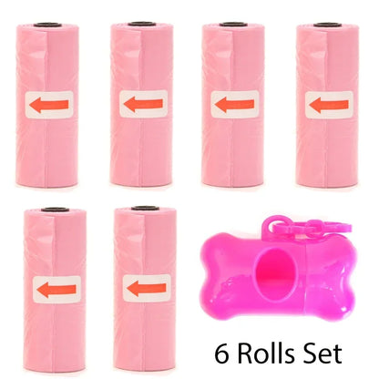Disposable Dog Poop Bags with Bone Dispenser & Leash Clip