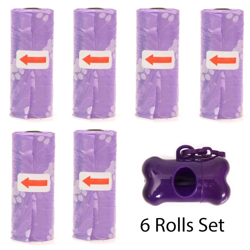 Disposable Dog Poop Bags with Bone Dispenser & Leash Clip