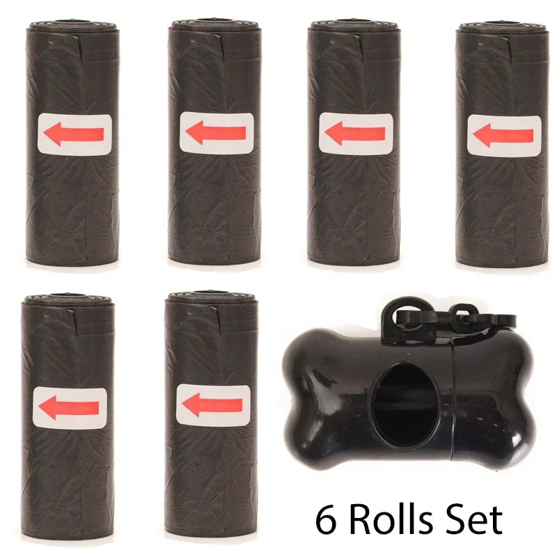 Disposable Dog Poop Bags with Bone Dispenser & Leash Clip