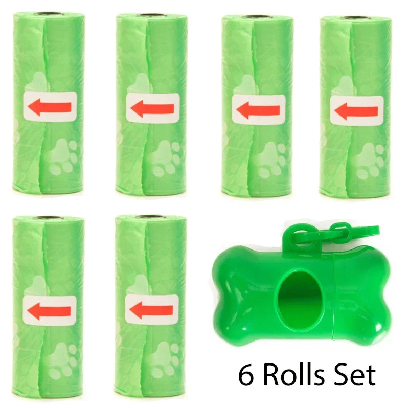 Disposable Dog Poop Bags with Bone Dispenser & Leash Clip