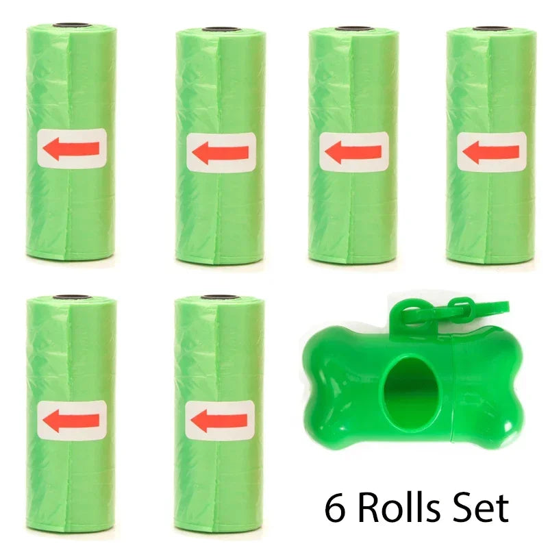 Disposable Dog Poop Bags with Bone Dispenser & Leash Clip