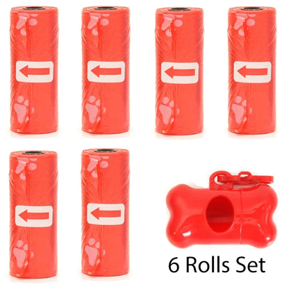 Disposable Dog Poop Bags with Bone Dispenser & Leash Clip