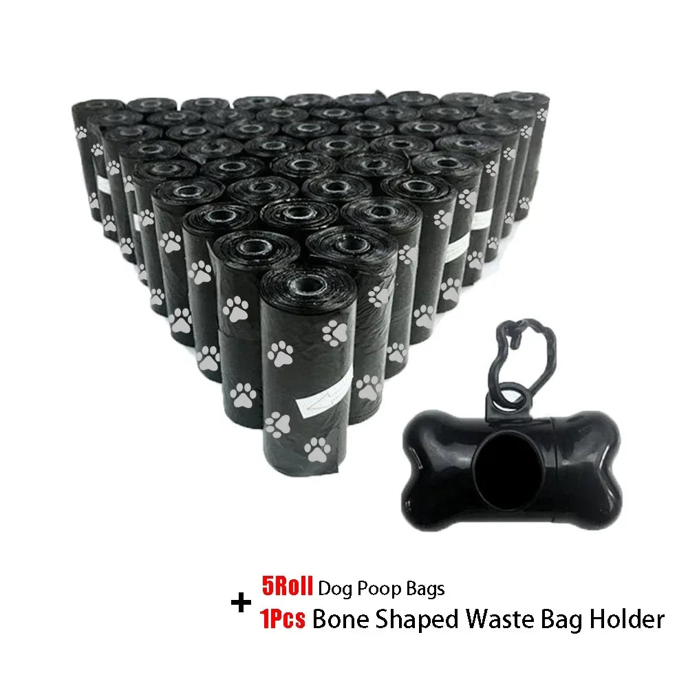 Disposable Dog Poop Bags with Bone Dispenser & Leash Clip