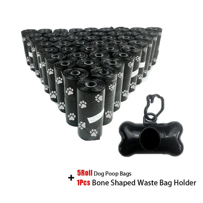 Disposable Dog Poop Bags with Bone Dispenser & Leash Clip