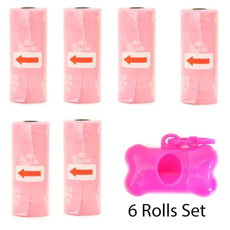 Disposable Dog Poop Bags with Bone Dispenser & Leash Clip