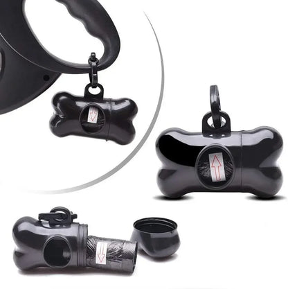 Disposable Dog Poop Bags with Bone Dispenser & Leash Clip