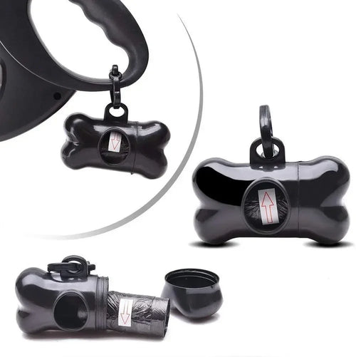Disposable Dog Poop Bags with Bone Dispenser & Leash Clip