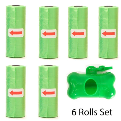 Disposable Dog Poop Bags with Bone Dispenser & Leash Clip