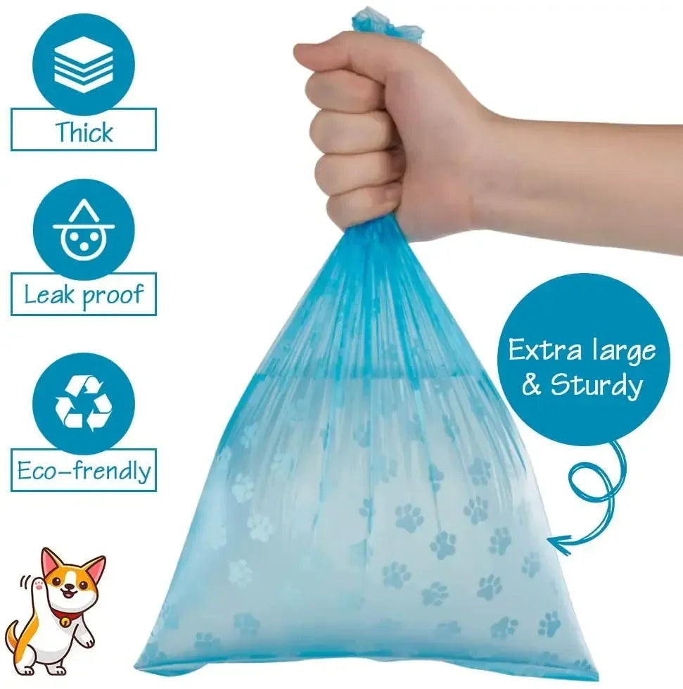 Disposable Dog Poop Bags with Bone Dispenser & Leash Clip
