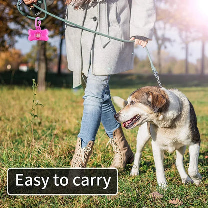Disposable Dog Poop Bags with Bone Dispenser & Leash Clip