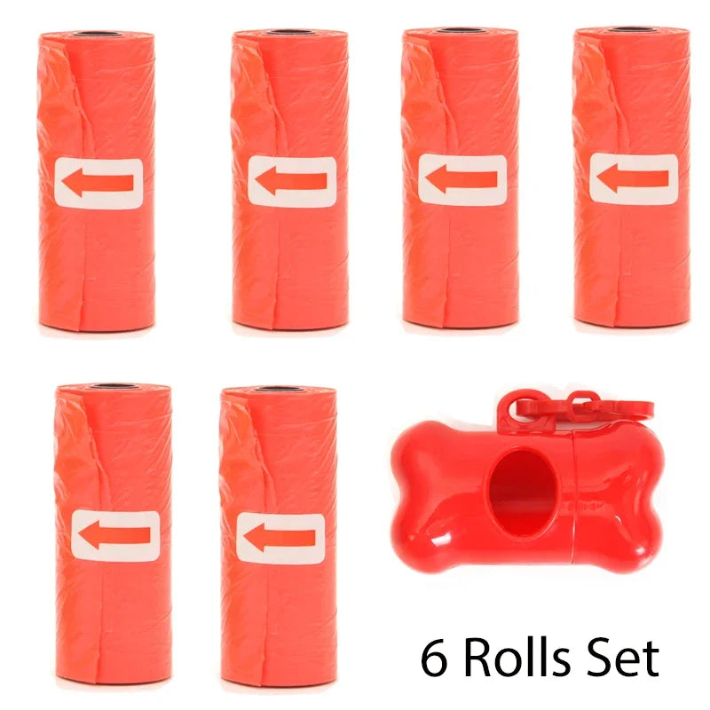 Disposable Dog Poop Bags with Bone Dispenser & Leash Clip