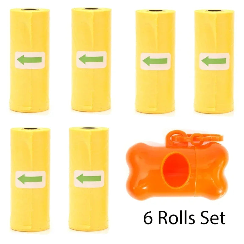 Disposable Dog Poop Bags with Bone Dispenser & Leash Clip