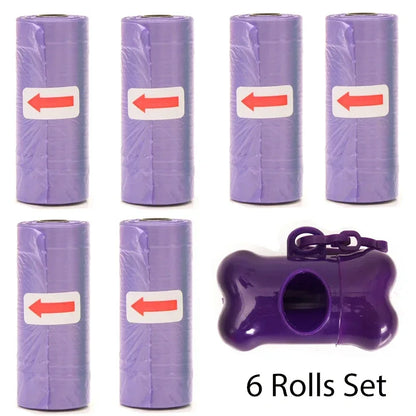 Disposable Dog Poop Bags with Bone Dispenser & Leash Clip