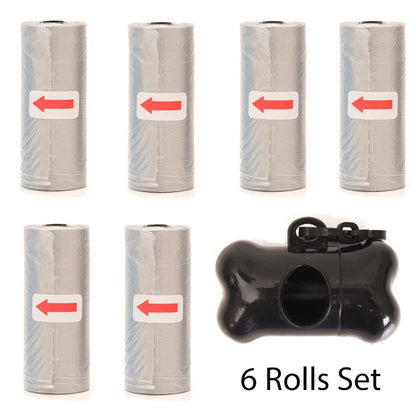 Disposable Dog Poop Bags with Bone Dispenser & Leash Clip